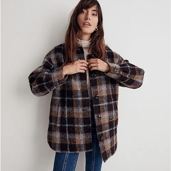 Madewell Jackets & Blazers - Madewell The Belrose Shirt Jacket Wool Alpaca Blend Cassel Plaid
